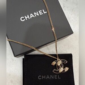 Chanel Classic CC Logo Long Chain Black & Gold Metal Dore Necklace